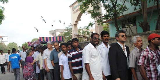 Photo Galleri: Ajith Votes For Tamilnadu Election 2011 Stills