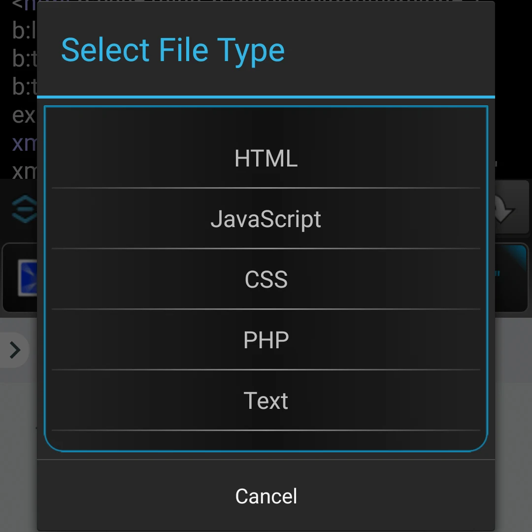 WebMaster's HTML Editor Liteの五種類のファイルタイプ