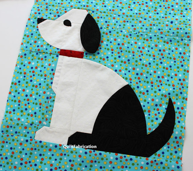 black and white dog quilt block