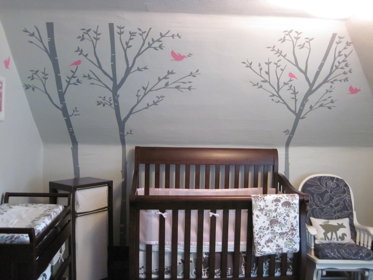 Sugar Fresh Scarlet's Pink + Gray Woodland Nursery