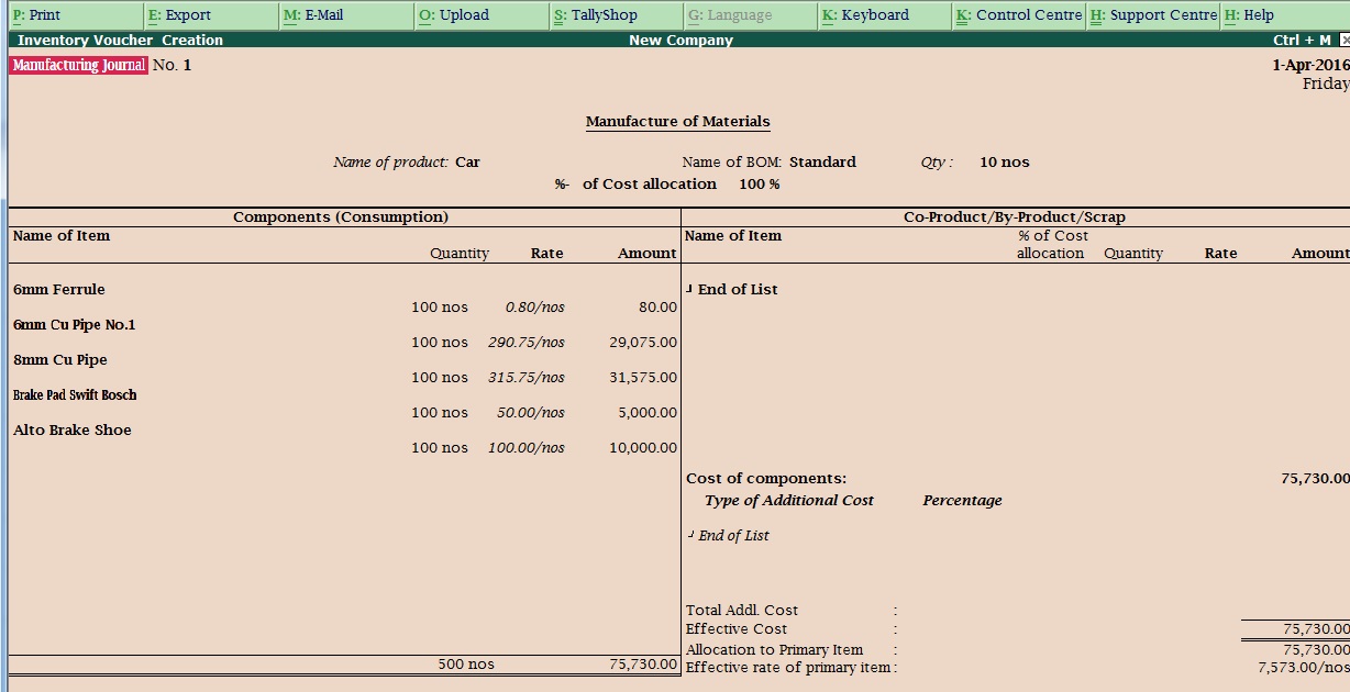 Goodwill Learning World Single Bill of Material (B O M) Manufacturing