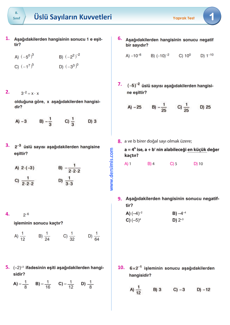 Uslu Sayilar Cozumlu Sorular Pdf Indir