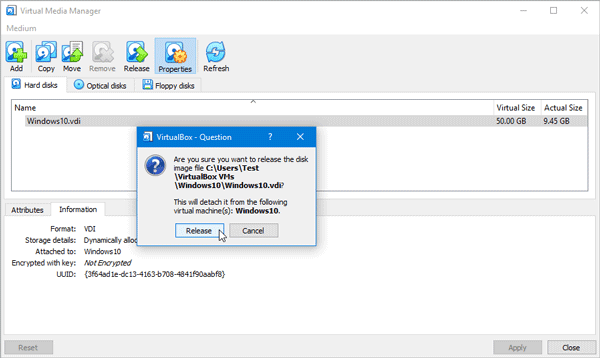 VirtualBox không thể đăng ký và mở tệp hình ảnh trên Đĩa cứng