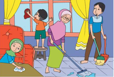 Gambar Kartun Kegiatan Keluarga Di Rumah