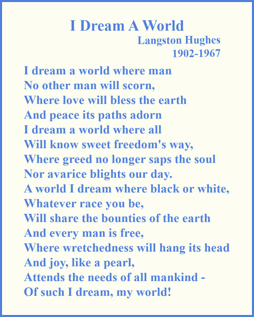 Randomly Reading Poetry Friday I Dream A World by Langston Hughes