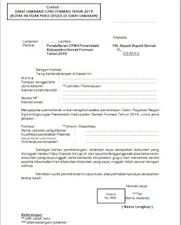 format surat lamaran cpns 2019 bkpp kabupaten demak surat lamaran