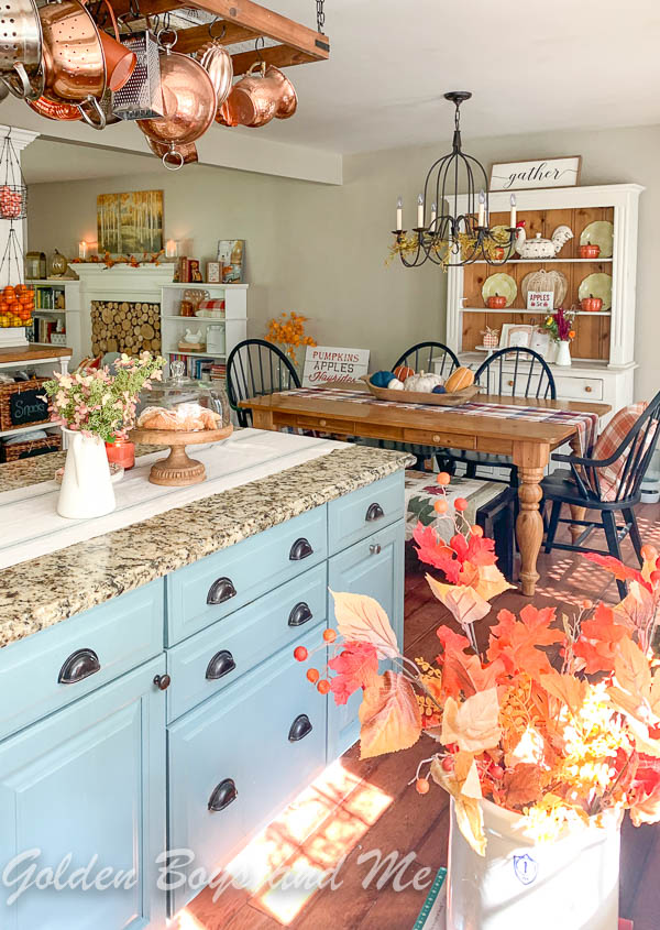 Farmhouse style kitchen with Oval Room Blue by Farrow and Ball paint - www.goldenboysandme.com