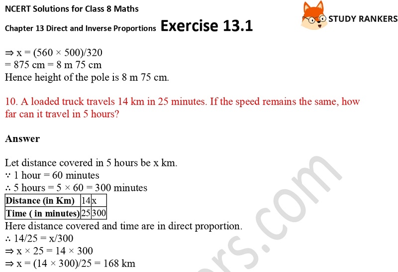 NCERT Solutions for Class 8 Maths Ch 13 Direct and Inverse Proportions Exercise 13.1 5
