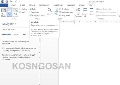ruler option word ruler option word