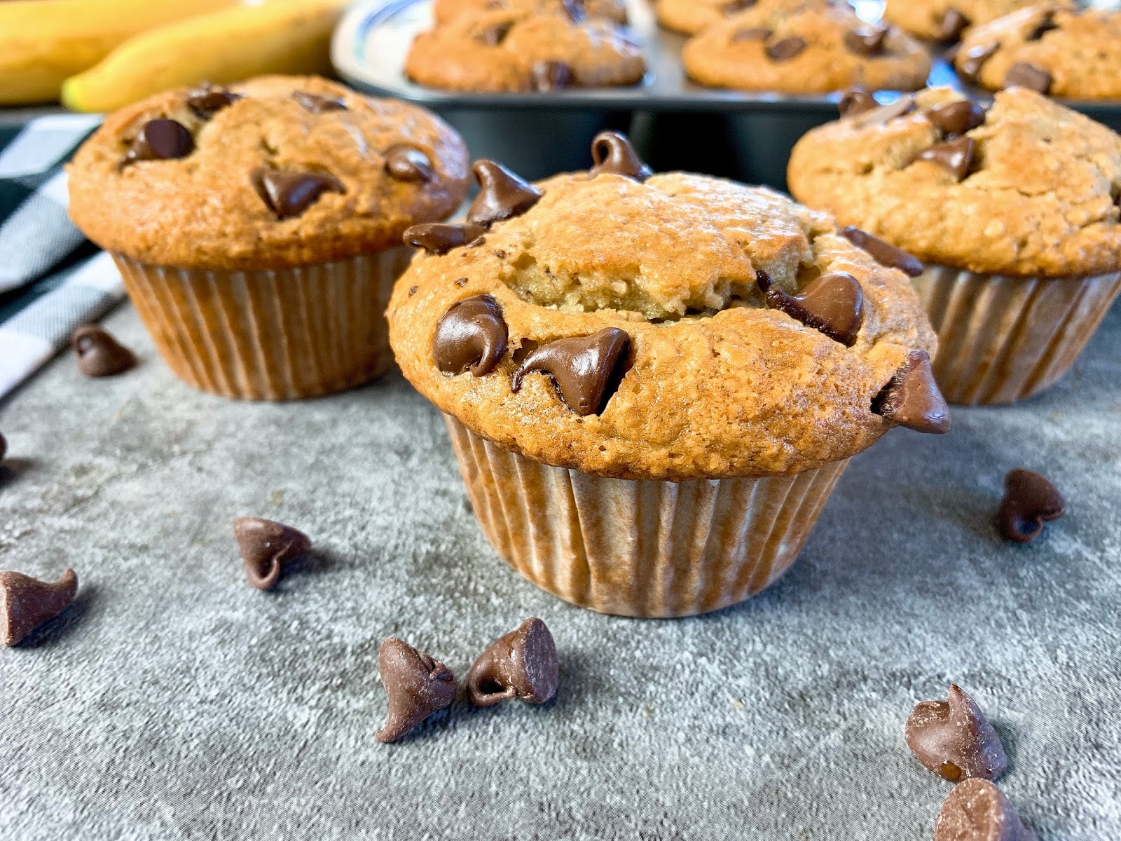 BananaOatmeal Chocolate Chip Muffins