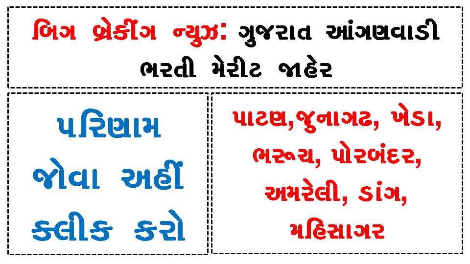 Gujarat Anganwadi Bharti Merit List Declared [Dictrict Wise]