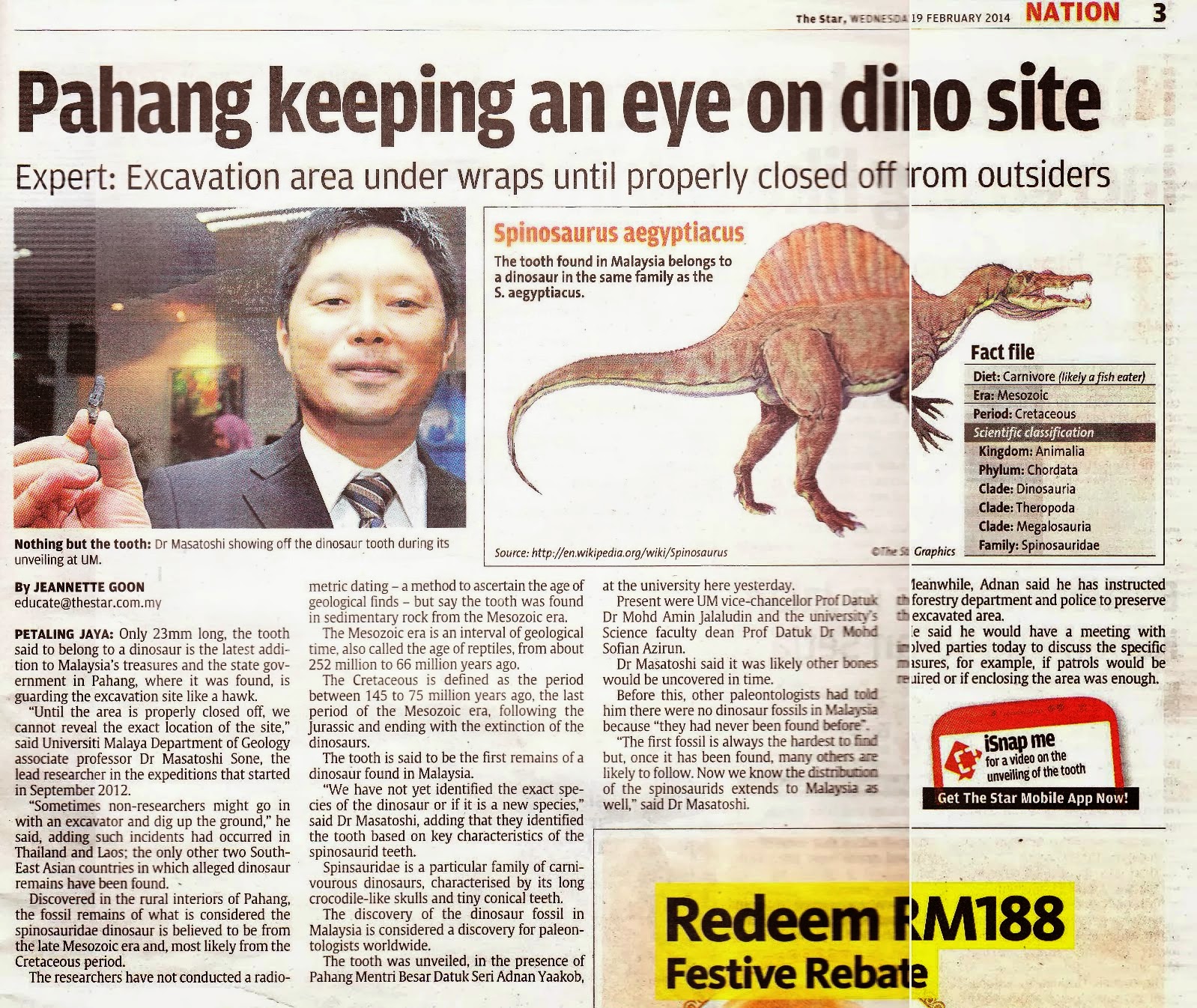 Dinosaur pertama Malaysia ditemui di Pahang