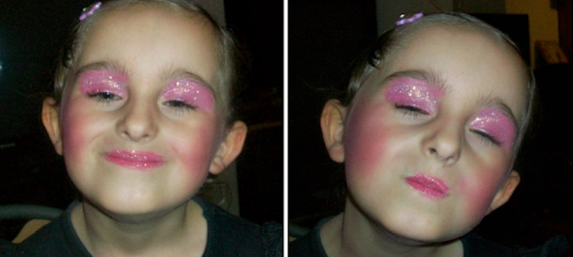 My youngest with a face of make up