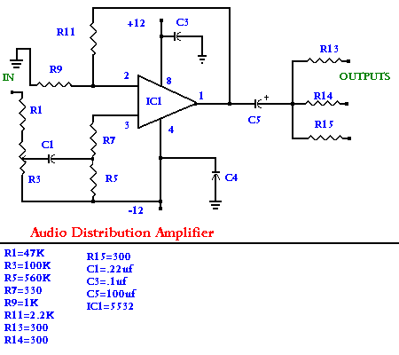 Audio Video Distribution Amplifier circuit |simple schematic diagram