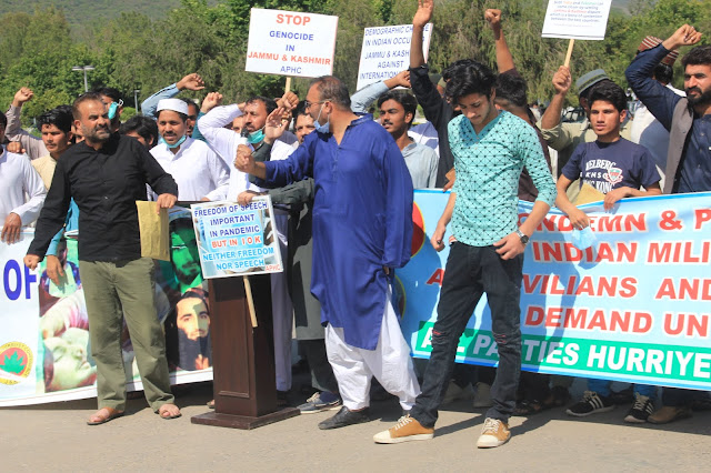 APHC protest in front of Faisal Mosque Islamabad: Pictures