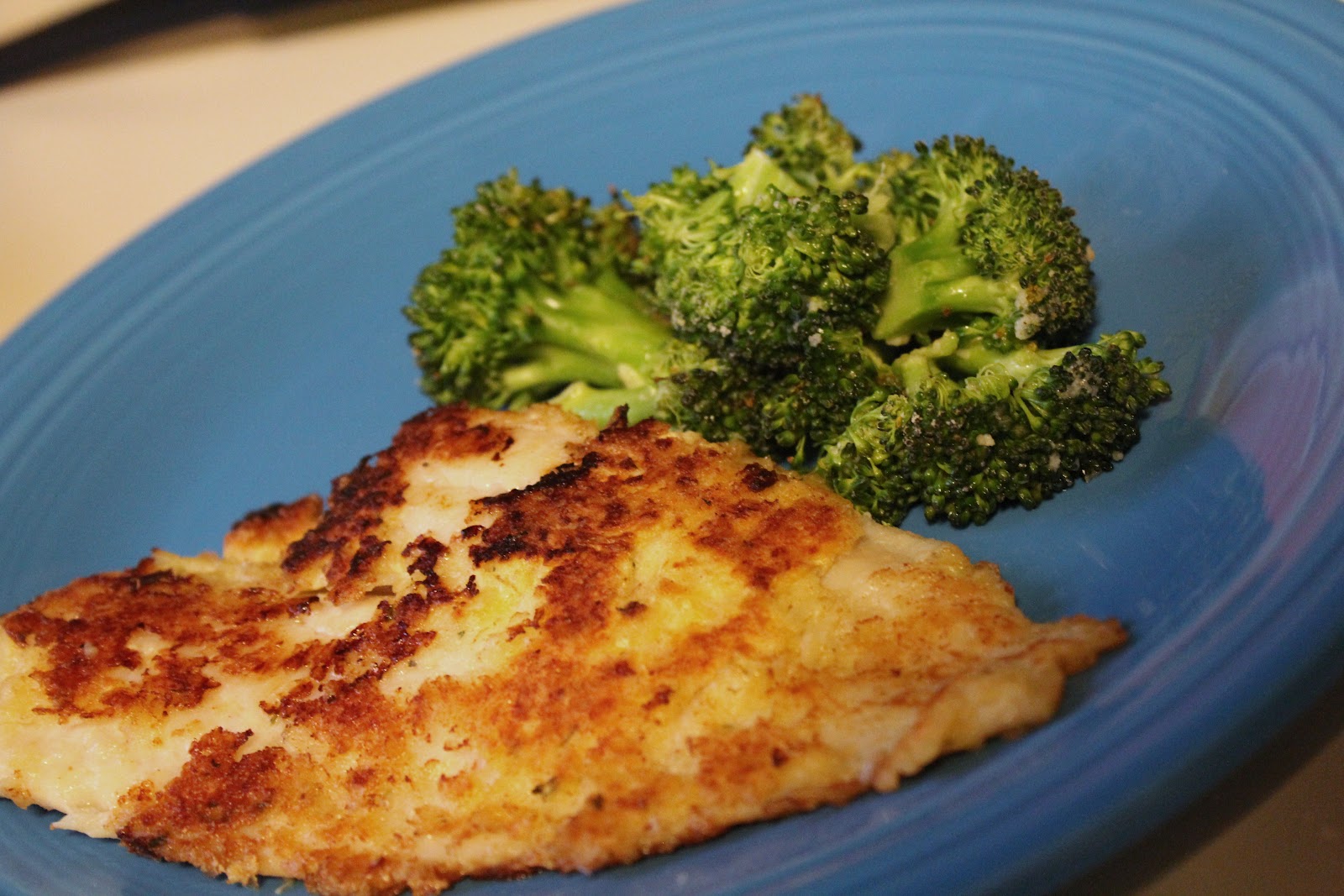Potato Crusted Flounder with Parmesan Roasted Broccoli