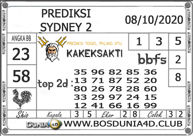 Prediksi Togel SYDNEY 2 DUNIA4D 08 OKTOBER 2020