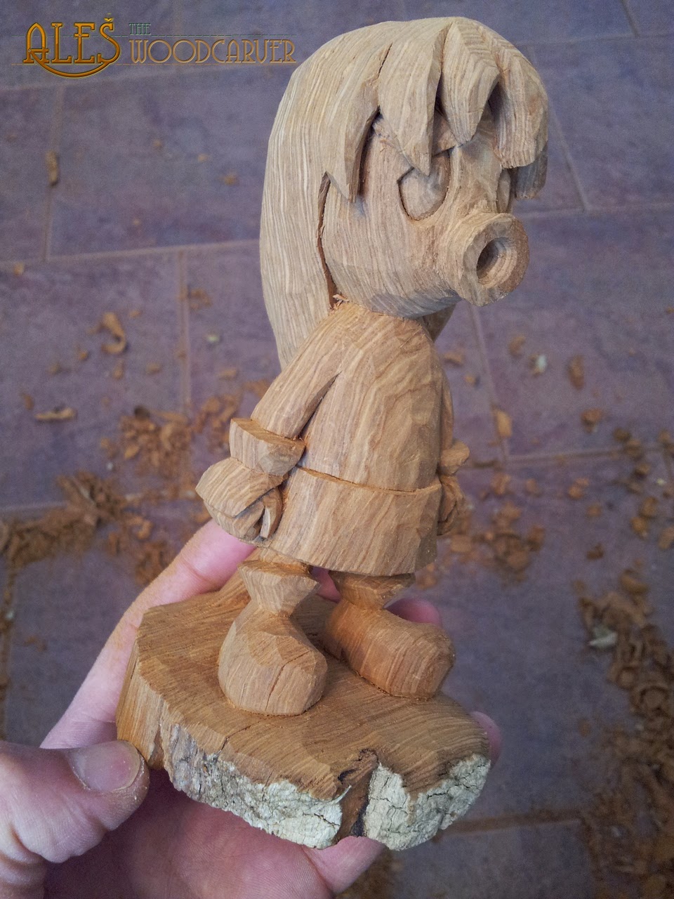 Ales the woodcarver Deku Link Legend of Zelda carving