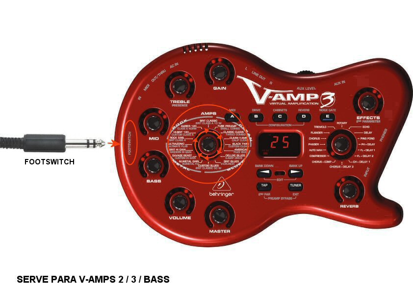 SNAKESSOM FOOTSWITCHES ESPECIAIS Footswitch P/ Behringer Vamp 2, 3, Bass