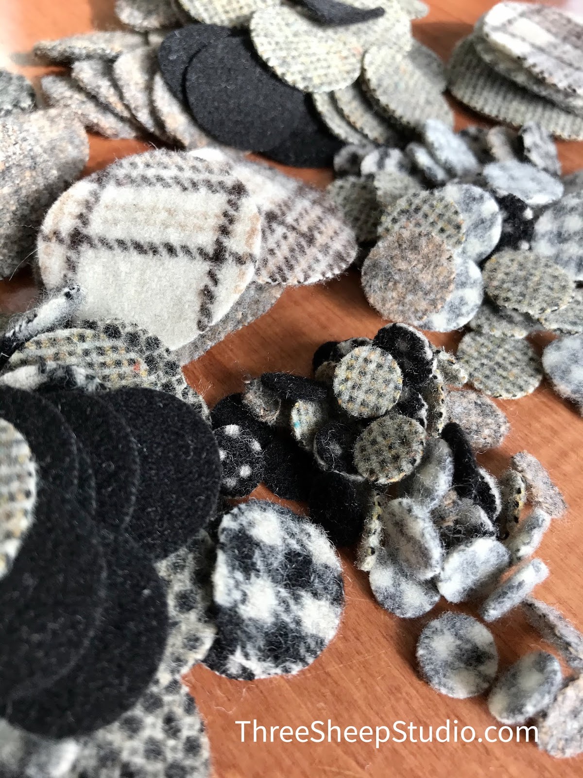 Three Sheep Studio Wool Pennies On My WorktableAn Online Show On