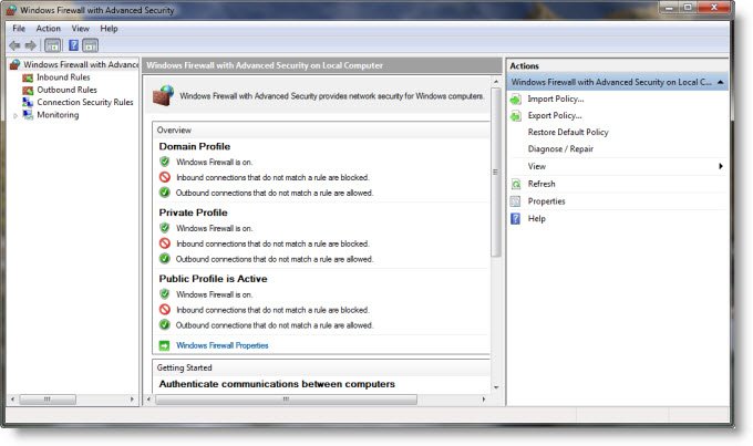 Windows 7 geavanceerde firewall