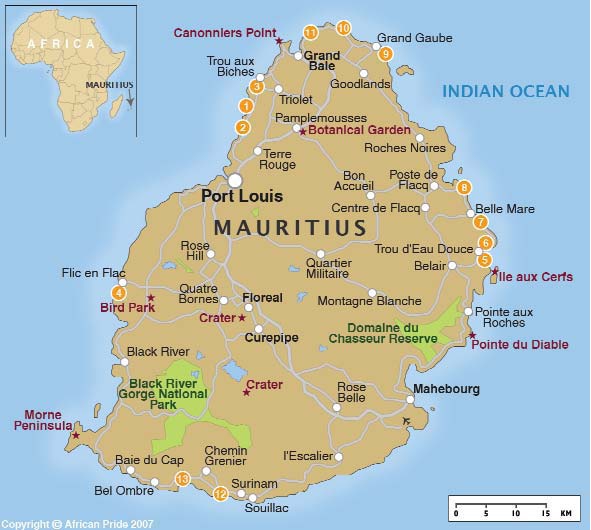 mauritius Map Mountains