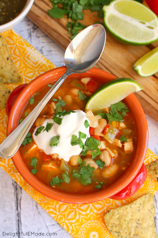 Lime Chicken Chili - National Chicken Month | Renee's Kitchen Adventures