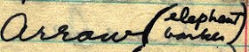 Wollfolk's handwriting: elephant barker(?)