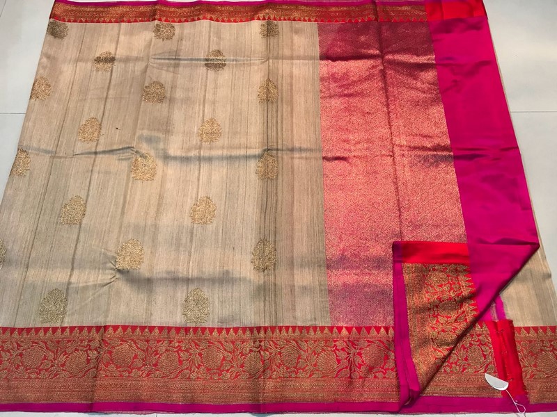 Pure Banaras handloom Tusaar silk Saree | Buy Online banaras dupion sarees