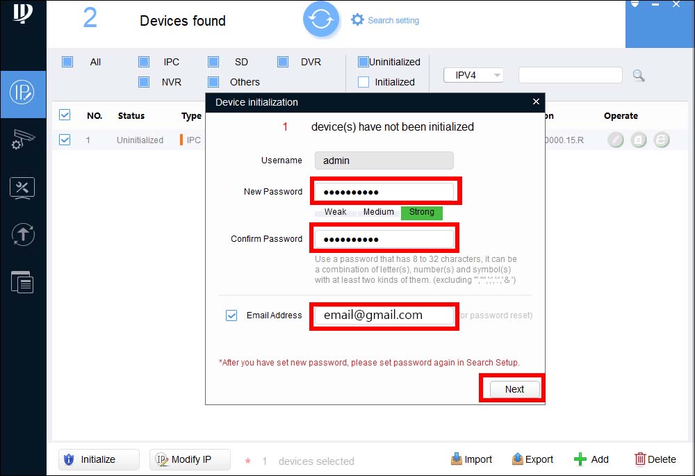 Инструкции по инициализации IP-камеры Dahua