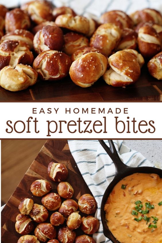 This soft pretzel bites recipe is perfect for serving a crowd. They're billowy, bite-sized and it makes over 24 bites so no one will have to share. Perfect for football season, the holidays and parties all year-round.