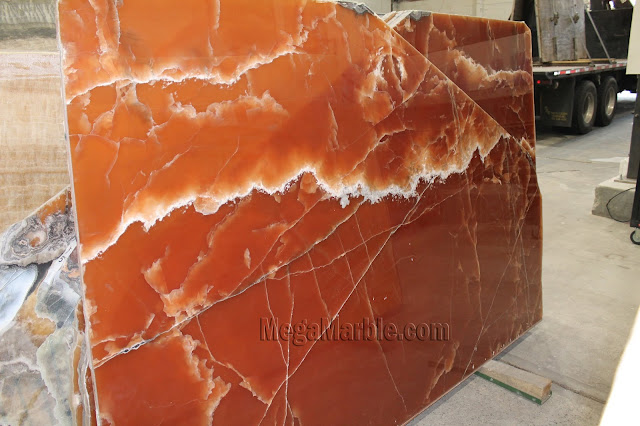 Red Onyx marble slabs Light Polished Natural Stone