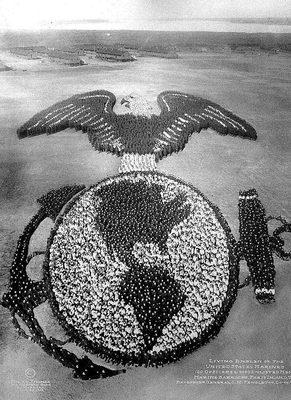 1915 USA marines 1915 USA marines in a marine emblem, a giant group aerial photograph