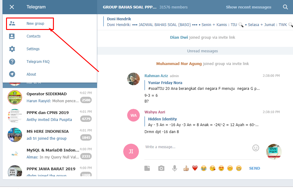 Cara membuat Grup telegram di Laptop/PC.