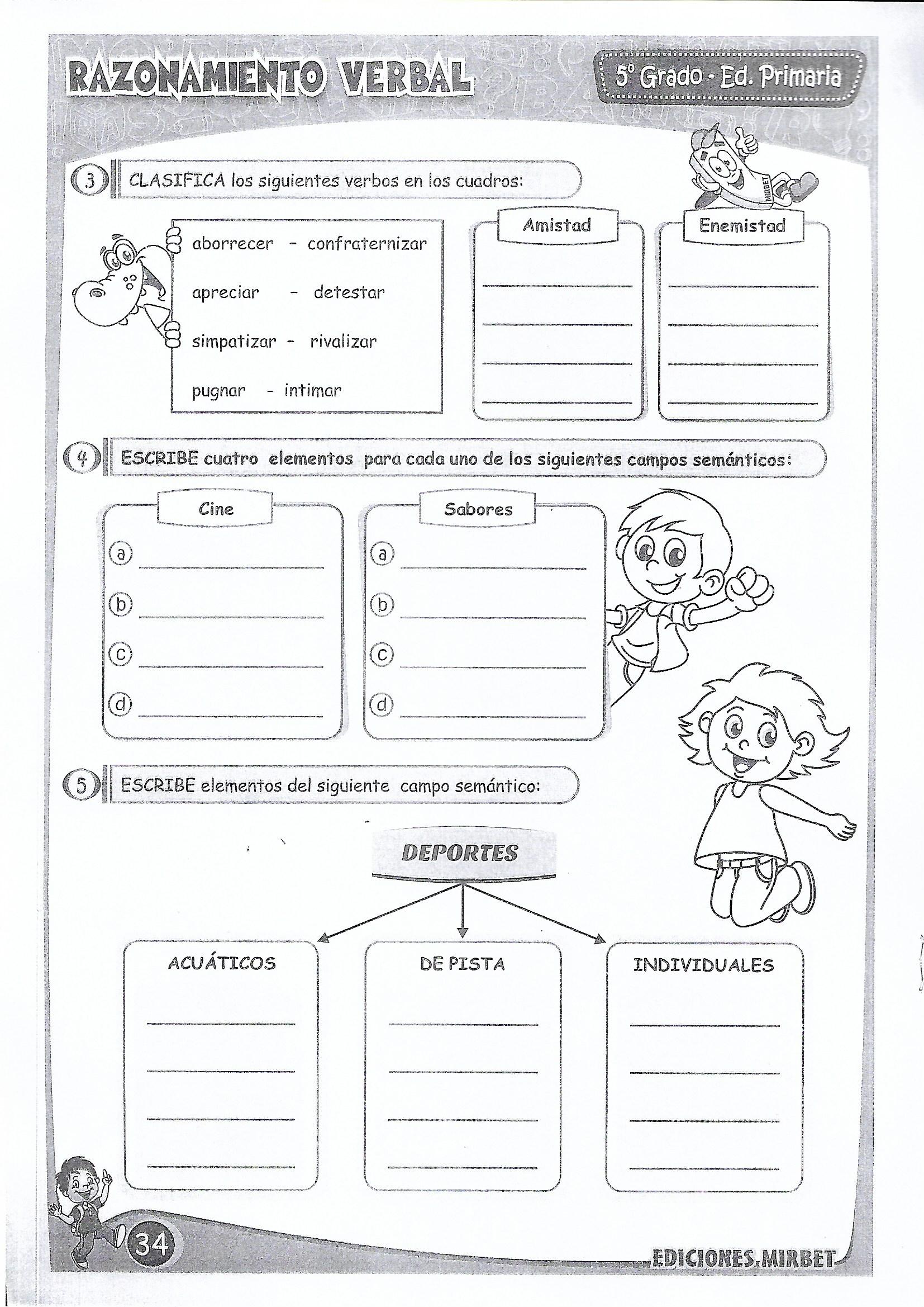 5to primaria RAZONAMIENTO VERBAL