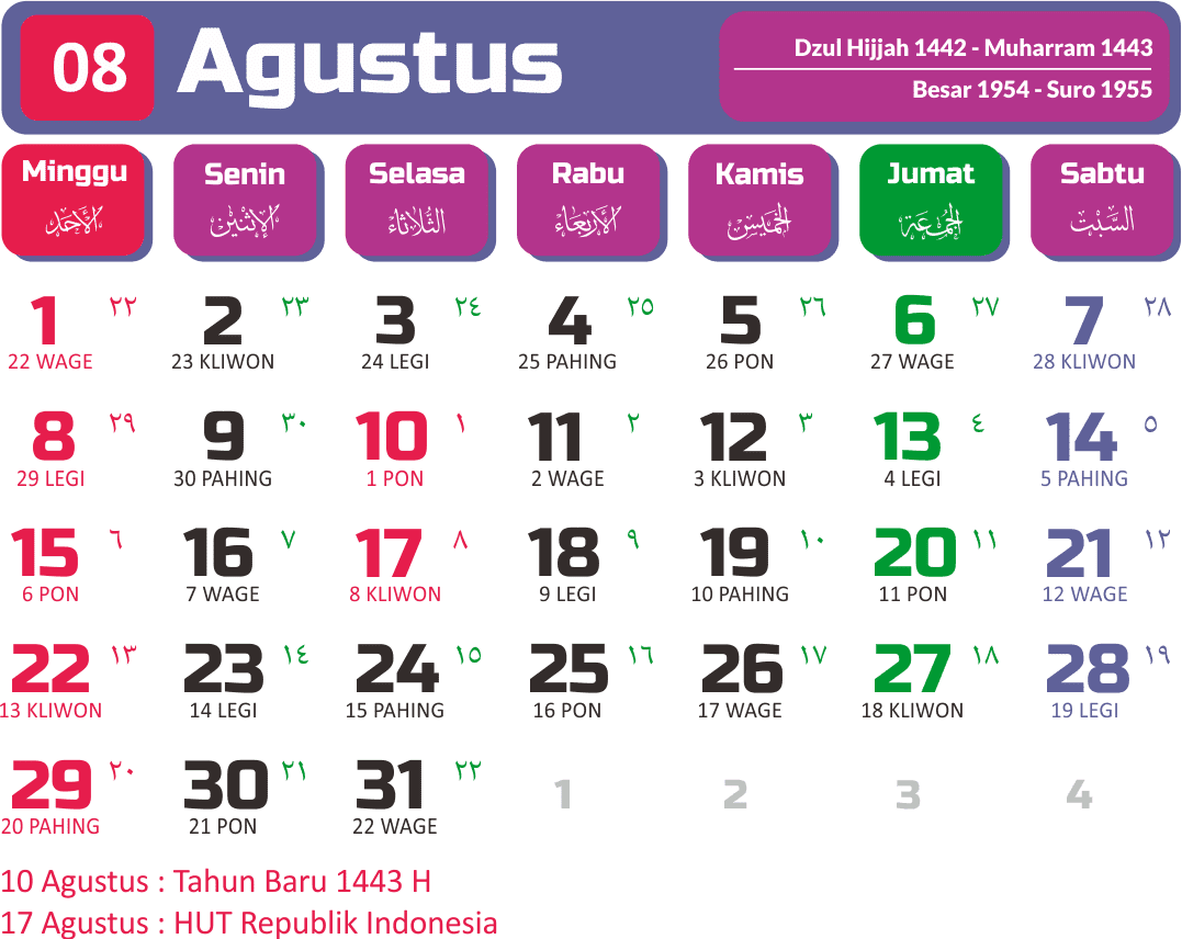 Kalender 2021 Bulan Agustus Lengkaplengkip  PISBON™ AutoTech©