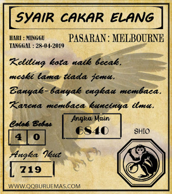 Syair MELBOURNE ,28-04-2019