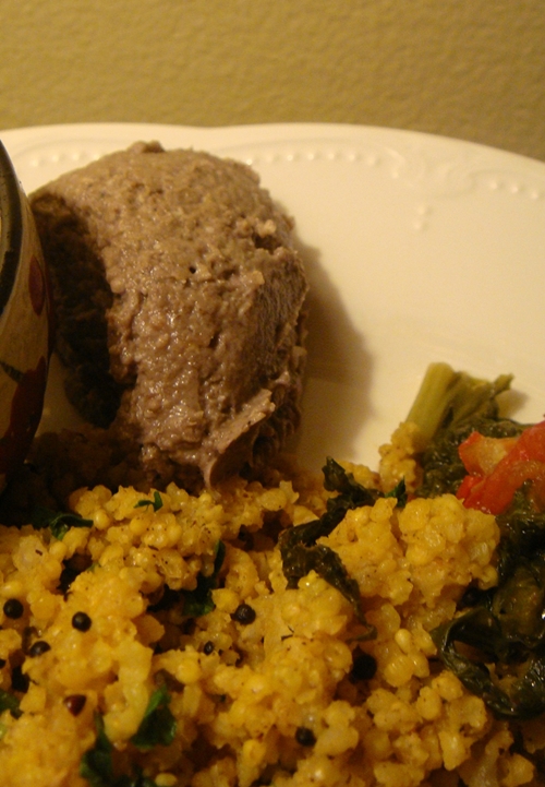 Curried Millet with Assorted Greens and Mushroom Pate