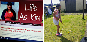 My new blog header and daughter playing croquet in the back garden