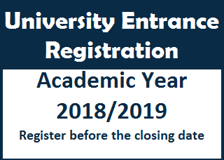University Entrance Registration : Academic Year 2018/2019