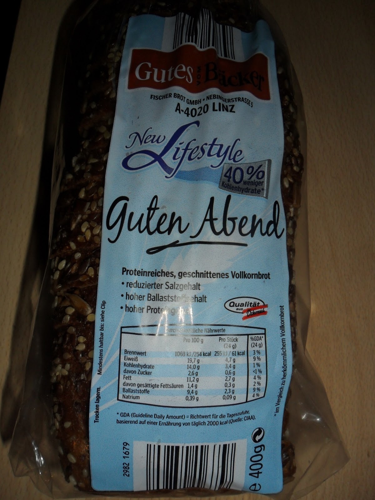 SCHLANK IM SCHLAF - Tagebuch 2014: Eiweiss-Brot Nährwertangaben