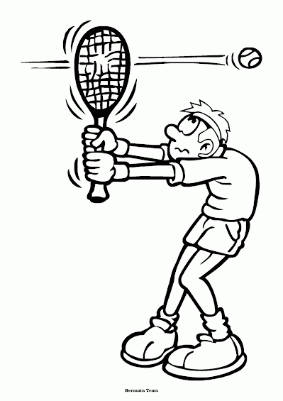 Gambar Mewarnai Pemain Tenis Versi Kartun Contoh Anak Paud Hitam