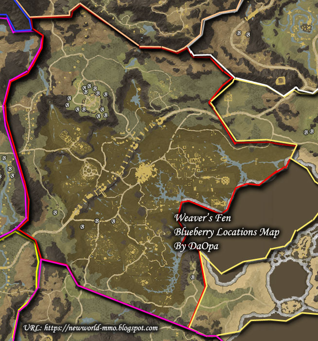 New World Weaver's Fen blueberry map