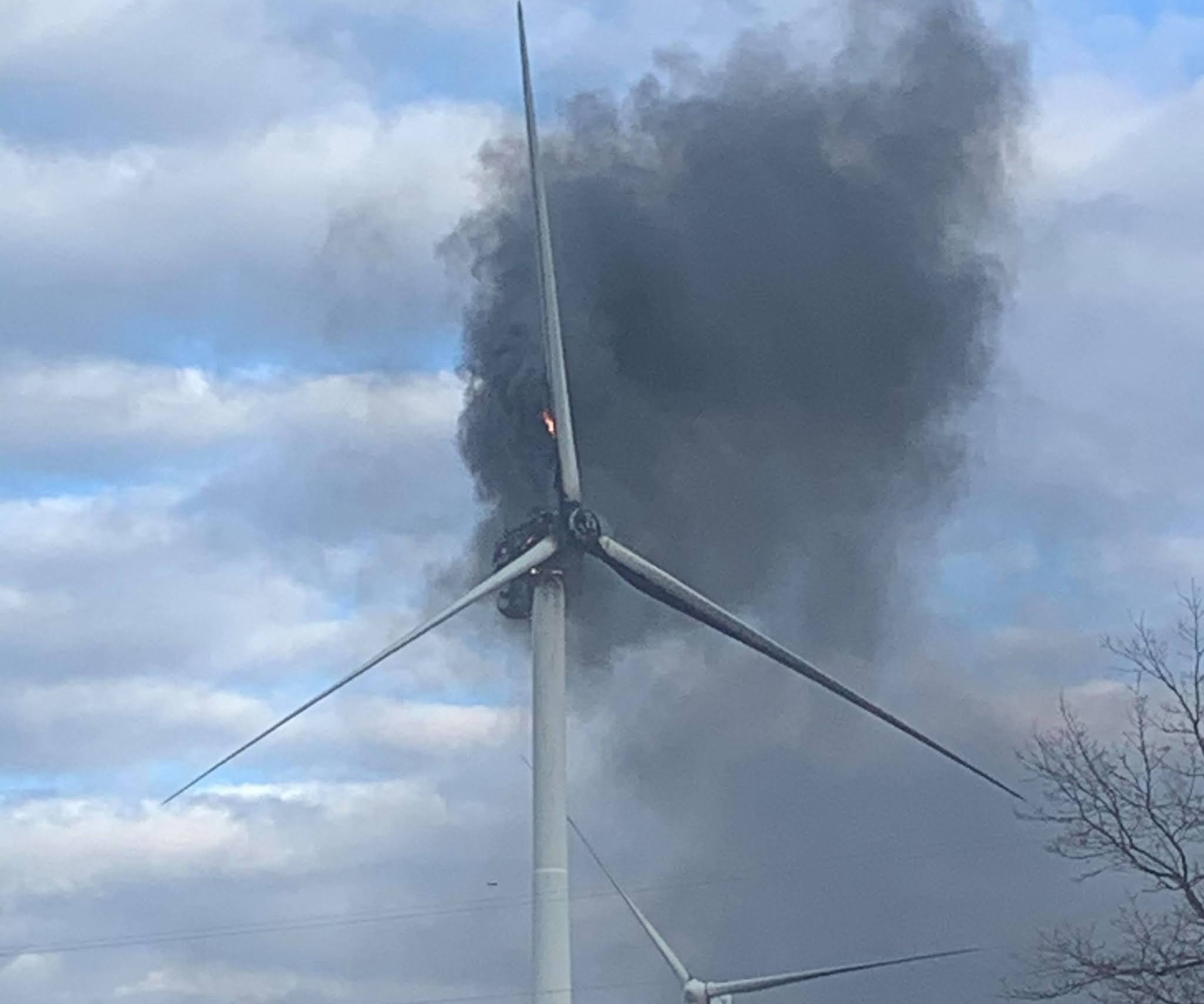 Windmill on Fire near Mahanoy City Monday Afternoon