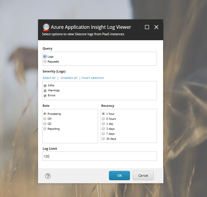 Azure Application Insights Logs & Requests Viewer using Sitecore