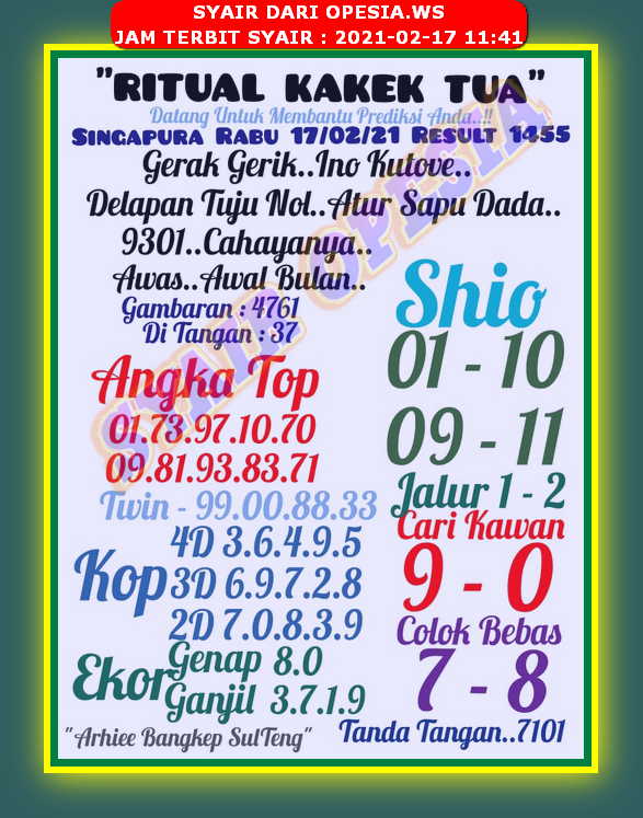 Syair Sgp Opesia Ws Hari Ini