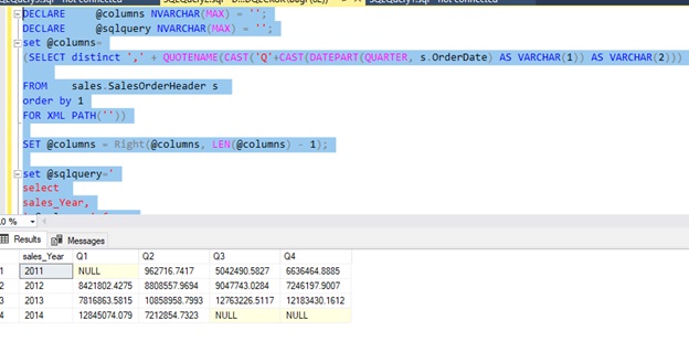 Microsoft Business Intelligence: Get quarterly sales using dynamic ...
