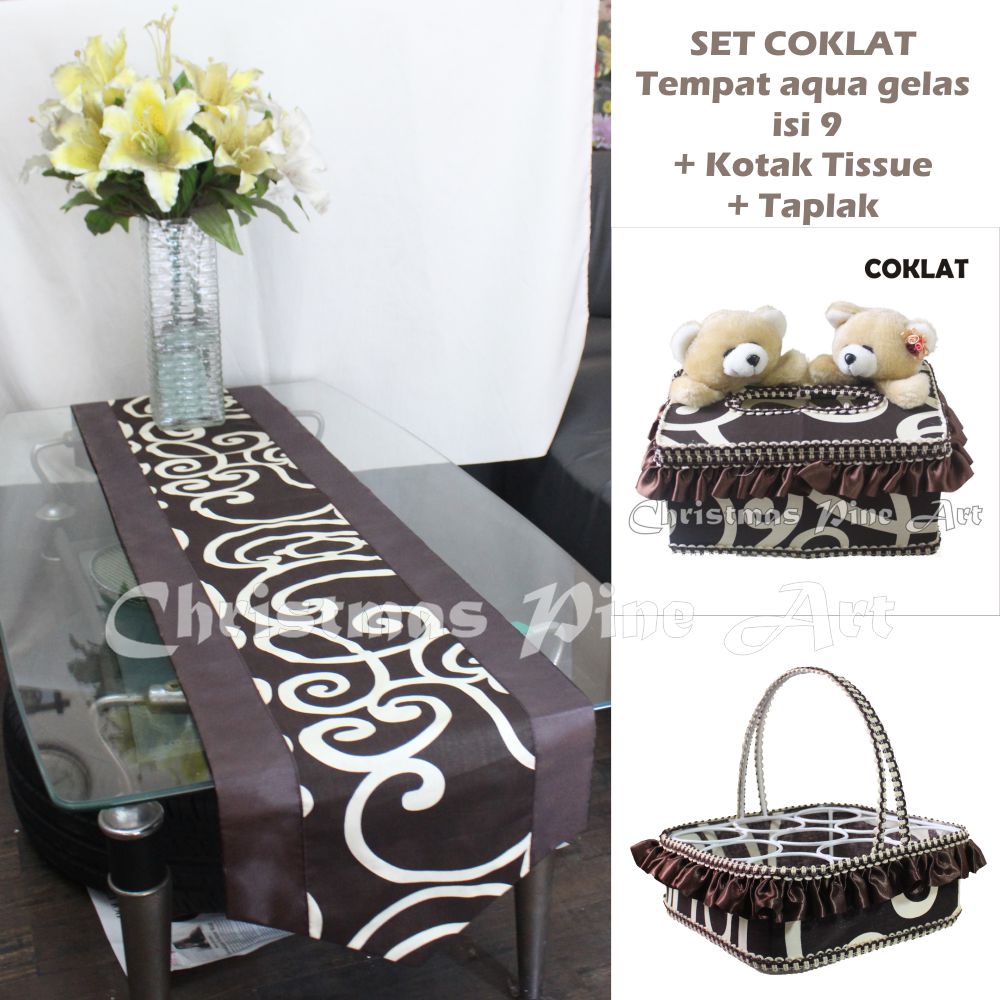 Pine Art Set meja tamu / Set taplak meja, tempat aqua