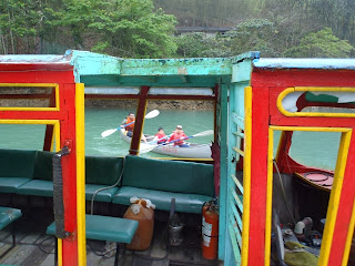 Colorful lake ferry boat in Taiwan