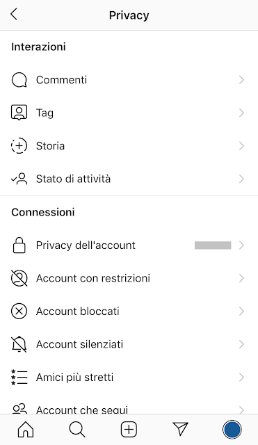 Instagram per iOS Privacy